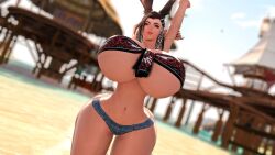 big_butt bimbo bimbo_anthro bimbo_body bimbofication bimbofied bitchy bunny_ears female final_fantasy_xiv giant_breasts height_difference hourglass_figure huge_ass slim_waist thin_waist viera wide_hips