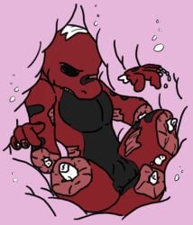 2013 acid anthro black_body black_skin bone closed_eyes death digestion digital_drawing_(artwork) digital_media_(artwork) flesh furx_(character) gore lapseth lizard low_res male male_death nude pink_background red_body red_skin reptile scalie simple_background skull solo teeth