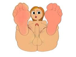 1futa blonde_hair cloudy_with_a_chance_of_meatballs dickgirl feet feet_up foot_fetish foot_focus futa_only futanari on_back samantha_sparks sony_pictures_animation