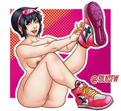 bilnsfw breasts casual earring female footwear human jubilation_lee jubilee looking_at_viewer marvel nude pale_skin sneakers sunglasses sunglasses_on_head vampire_fangs x-men