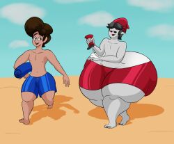 2boys ass beach benny_(bestbussyboi69) big_ass bubble_butt dark_skin femboy huge_ass justin_(user3345) large_ass lotion male pale_skin swimming_trunks thick_thighs user3345 wide_hips