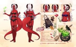 ass bird breasts casual clothing demon_girl demon_horns demon_tail eyewear female lingerie melissa_belladonna model_sheet potion reference_sheet tattoo tattooed_arm tattoos tiefling tieflingmelissa_(vtuber) tongue_out