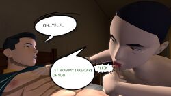 3d bed bedroom blowjob blowjob_face debbie_grayson deborah_grayson fellatio incest invincible invincible_(tv_series) licking licking_penis mark_grayson mother_and_son naked naked_female on_top oral pants_down pants_pulled_down sfm shirt_lift shirt_up source_filmmaker