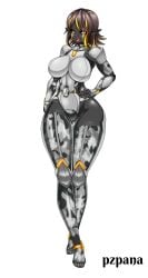 1girls armor armour breasts bust busty crossed_legs curvaceous curvy_figure cyborg exposed_thighs female female_only futuristic humanoid legs_crossed oc original_character pzpana robot robot_girl robot_humanoid sitting solo solo_female