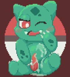 animal_genitalia animal_penis bodily_fluids bulbasaur cum digital_drawing_(artwork) digital_media_(artwork) feral fushigidane generation_1_pokemon genital_fluids genitals hi_res male nintendo penis pixel_(artwork) pokemon pokemon_(species) solo solo_focus xxvvxx