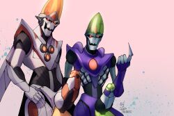 2020s 2023 2boys claws digital_drawing_(artwork) digital_media_(artwork) doctor doctor_nefarious dr._nefarious duo emperor_nefarious erection finger_claws hi_res knot looking_at_viewer machine male male_only metal_penis multicolored_body not_furry penis ratchet_and_clank red_eyes robot simple_background skerzzz sony_corporation sony_interactive_entertainment standing