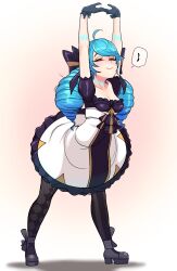 blue_eyes blue_hair blush cammy_stretch cute gwen_(league_of_legends) kimtoxic league_of_legends sweat tagme trembling twin_drills