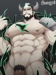 abs beard big_pecs gay league_of_legends male male/male male_only muscles muscular muscular_male nipples osuppai pecs pubic_hair ruined tryndamere