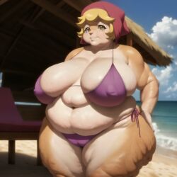 1girls 4k ai_generated amber_eyes anime anthro areola areolae ass bbw beach belly belly_button big_belly big_butt bikini blonde_hair cafeteria_lady cellulite elderly_female fat female gilf granny hand_on_hip headscarf highres huge_ass hyper_ass large_ass large_breasts looking_at_viewer low-angle_view matronai_(artist) navel ninjala nipples nude obese old older_female overweight pinup self_upload ssbbw stable_diffusion swimsuit thick thick_arms thick_ass thick_legs thick_thighs wide_hips