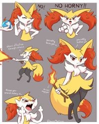 anthro anthro_only black_fur braixen color cute female fox fox_ears fox_girl fox_tail funny fur furry furry_only generation_6_pokemon human jasminthemanticore male meme nintendo no_sex pokemon pokemon_(species) red_eyes red_fur sketch text tsundere white_fur yellow_fur