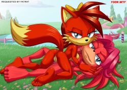 2girls anthro anus ass bbmbbf blush breasts female female_only fiona_fox lien-da looking_at_viewer mobius_unleashed multiple_girls nude palcomix pussy sega sonic_(series) sonic_the_hedgehog_(series) toon.wtf