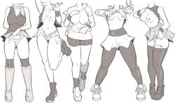 5girls areolae breast_size_difference breasts cleavage clothing dawn_(pokemon) faceless_female female female_only fi_zz_ill hilda_(pokemon) large_breasts legs_together legwear lifted_by_self may_(pokemon) monochrome nipples panties panties_visible pokemon pokemon_bw pokemon_bw2 pokemon_dppt pokemon_rse pokemon_xy pussy rosa_(pokemon) serena_(pokemon) serena_(pokemon_games) sex_toy shirt shirt_lift shoes short_shorts shorts skirt skirt_lift spread_legs standing striped_panties thighhighs thighs upskirt v vibrator white_background wide_hips