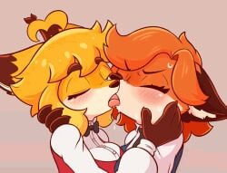 2d 2girls angry animated clothed fox furry furry_only jasminthemanticore kissing lisa_(jasminthemanticore) looping_animation saliva_trail shitpost tongue_kiss