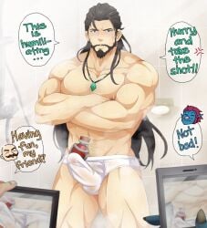 big_penis braum bulge bulge_through_clothing camera crossing_arms league_of_legends male male/male male_only muscular naked nude osuppai pecs see-through see-through_clothing shampoo_challenge thighs troll trundle tryndamere underwear