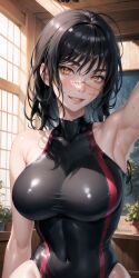 1girls ai_generated armpits big_breasts breasts chainsaw_man female female_only nonfuron swimsuit yoru_(chainsaw_man)