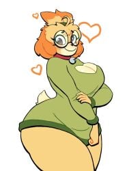 1girls animal_crossing anthro ass big_ass big_breasts boobs breasts brown_eyes bubble_butt butt cleavage clothed clothing derpybelle female female_focus female_only fur furry furry_only glasses green_clothes green_clothing hand_on_hand heart huge_ass isabelle_(animal_crossing) looking_at_viewer lovetopullmicke nintendo smile smiling smiling_at_viewer solo solo_female solo_focus thick_thighs thighs yellow_body