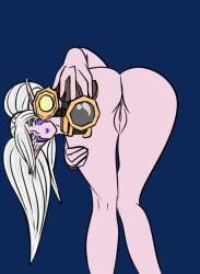 1girls bent_over big_ass blizzard_entertainment demitria_(warcraft) female night_elf original_character pink_skin pussy tahk_(artist) warcraft white_hair world_of_warcraft