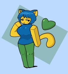 1girls anthro big_breasts blocky_body breasts cat_ears cat_tail dezmine21 female nekomimi noob roblox robloxian tagme