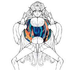 1girls breasts female massive_breasts mermaid monster squatting tearlaments_kitkallos yu-gi-oh!