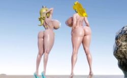 3d 3d_animation animated big_breasts bikini bikini_bottom bikini_top blonde_female blonde_hair blonde_hair breasts brocobich huge_breasts large_breasts mario_(series) nintendo princess_peach princess_rosalina tagme thong_bikini video