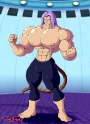 abs artist_logo artist_name barefoot biceps big_biceps big_muscles big_pecs bodybuilder brown_tail bulge bulge_through_clothing dragon_ball dragon_ball_z feet flexing flexing_muscles future_trunks huge_muscles hyper hyper_muscles long_hair male muscle muscles muscular muscular_arms muscular_legs muscular_male muscular_thighs pants pecs posing quads red-box saiyan tagme tail thick_thighs topless trunks_briefs watermark