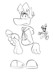 1boy balls clothing confusion disembodied_penis erection genitals glans holding_penis hoodie humanoid jcfireescape male non-human non-human_only penis rayman rayman_(series) raypeople_(rayman) sketch solo solo_male toony topwear ubisoft