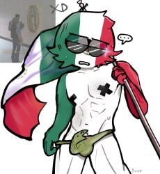 1boy countryhumans male male_only mexican_flag mexico mexico_(countryhumans) muscular muscular_male national_personification princedoesstuff shitpost simple_background sunglasses virgin_guadalupe white_background xd