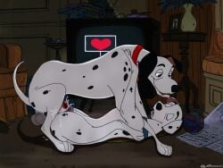 101_dalmatians anatomically_correct anatomically_correct_genitalia anatomically_correct_penis anatomically_correct_pussy balls bodily_fluids canid canine canis cannon collar cum cum_in_pussy cum_inside dalmatian disney domestic_dog drool_on_face drooling_on_partner duo evening female feral feral_on_feral from_front_position genital_fluids genitals holding_each_other holidaypup humping hunting_dog knot living_room looking_at_another looking_at_partner looking_pleasured lying male male/female mammal messy missionary_position moan necktie on_back penetration penis perdita pongo pussy ranged_weapon sex sticky television vaginal_penetration weapon