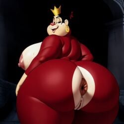 4k ai_generated alice_in_wonderland alice_in_wonderland_(1951_film) anus areola areolae ass background bbw black_hair breasts disney hand_on_hip high_resolution highres hyper hyper_ass hyper_breasts large_ass large_breasts looking_back matronai_(artist) mature mature_female nipples obese obese_female pinup pussy queen queen_of_hearts_(alice_in_wonderland) ssbbw stable_diffusion sweat thick_ass thick_thighs