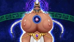 1girls 2d absorption animated big_breasts breast_expansion breasts_bigger_than_head breasts_bigger_than_planet breasts_bigger_than_torso dark-skinned_female egyptian_headdress egyptian_mythology enormous_breasts gif growth huge_breasts hyper hyper_breasts looking_at_viewer lrumiya massive_breasts short_playtime tagme