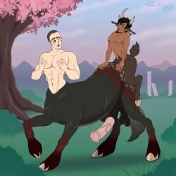 abs anal anal_sex animal_genitalia_on_humanoid animal_humanoid balls boner bovid bovid_humanoid broken_horn caprine caprine_humanoid centaur cherry_blossom cherry_blossom_tree cherry_tree duo equid equid_humanoid equid_taur equine equine_humanoid equine_taur erection eye_scar facial_scar frankly-art fruit_tree genitals goat_humanoid grabbing_chest grabbing_own_pecs greek greek_mythology hand_on_butt hooves horn horsecock_on_humanoid humanoid humanoid_on_humanoid humanoid_taur interspecies interspecies_yaoi male male/male male_only mammal mammal_humanoid mammal_taur muscular muscular_male mythology nature nature_background navel nipple_fetish nipple_play nipples pec_grab pec_play pec_squeeze pecs penetration penis perched pillars plant promachos_(heidimonsta) ruins sakis_(hiedimonsta) satyr scar sex size_difference smile tail taur tree waist yaoi