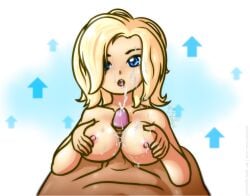 1boy 1girls blonde_hair blue_eyes cum_on_breasts jezmm male male/female male_pov mercy nude nude_female overwatch paizuri paizuri_lead_by_female penis pov semen semen_on_face straight