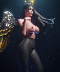 1girls 3d alternate_version_available angel angel_wings areolae ark_(fortnite) athletic athletic_female big_breasts black_hair blender bottomwear breasts clothed clothing curvy curvy_body curvy_female curvy_figure d'ark_(fortnite) epic_games female female_focus female_only fortnite green_lipstick green_makeup half-dressed half_naked halo headwear highres leggings lewdrex light-skinned_female light_skin lipstick long_hair looking_at_viewer makeup medium_breasts nipples nose_piercing pants piercing pose posing presenting presenting_breasts simple_background smile smiling solo solo_focus standing thick_thighs topless wings