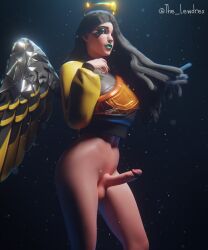 1futa 3d alternate_version_available angel angel_wings ark_(fortnite) athletic athletic_female balls black_hair blender bottomless clothed clothing curvy curvy_body curvy_female curvy_figure d'ark_(fortnite) epic_games erect_penis erection female female_focus female_only fortnite futa_only futanari green_lipstick green_makeup half-dressed half_naked halo headwear highres leggings lewdrex light-skinned_female light-skinned_futanari light_skin lipstick long_hair looking_at_viewer makeup nose_piercing nude_futanari pants piercing pose posing presenting_penis simple_background smile smiling solo solo_focus standing thick_thighs topwear watermark wings