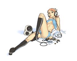 duplicate feet gloves headphones jpeg_artifacts kaieda_hiroshi photoshop shitapai socks speaker underboob wallpaper