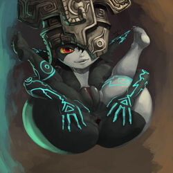 1girls 2014 anthro anus ass barefoot female female_only hair happy headgear hi_res hylian imp imp_midna lying midna nintendo nude on_back open_mouth pussy raised_leg santafire sharp_teeth smile solo spread_legs spreading squint teeth the_legend_of_zelda twilight_princess video_games