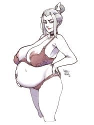 1girls aged_up areolae artist_name avatar_legends avatar_the_last_airbender azula belly big_belly bra breasts female female_only fire_nation huge_breasts lingerie mature mature_female milf moistman panties pregnant solo