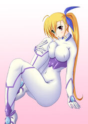 1girls blonde_hair blush bodysuit color female heterochromia jpg lowres lyrical_nanoha mahou_shoujo_lyrical_nanoha mahou_shoujo_lyrical_nanoha_strikers sakura_yuu solo vivio