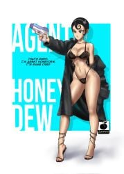 agent_honeydew artist_logo big_breasts chains dexter's_laboratory earrings english_text fur_coat heels high_heels hourglass_figure lingerie linkartoon slim_waist stiletto_heels text_in_background tiara very_high_heels