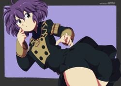 1girls ass ass_focus bernadetta_von_varley big_ass breasts euf-dreamer female female_only fire_emblem fire_emblem:_three_houses garreg_mach_monastery_uniform grey_eyes nintendo panties pantylines purple_hair short_hair small_breasts solo thighs upskirt