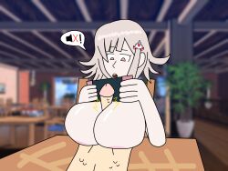 bored bored_sex crash2262 danganronpa danganronpa_2:_goodbye_despair large_breasts multitasking nanami_chiaki nintendo_switch paizuri straight_hair super_danganronpa_2 tagme