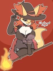 big_breasts breasts dativyrose delphox female huge_breasts mahoxy pokémon_(species) pokemon pokemon_(species) thick_thighs wide_hips