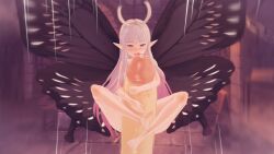 1boy 1girls 3d anne_(bravely_second) blush bravely_default bravely_default:_flying_fairy breasts butterfly_wings fairy fairy_wings feet interspecies koikatsu long_hair looking_at_viewer micro micro_female micro_on_macro micro_on_penis minigirl minigirl_on_penis mosaic_censoring penis penis_hug pointy_ears size_difference small_breasts sweat white_hair witchanon wrapped_around_another