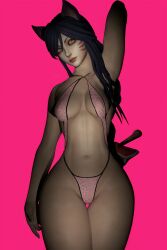 3d 9_tails ahri big_butt curvy curvy_figure fit_female fox_ears fox_girl league_of_legends light-skinned_female nine_tailed_fox nipples shaohuu sling_bikini small_breasts thick_ass thick_thighs thigh_gap thin_waist vastaya