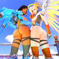 3d angela_ziegler ass ass_focus duo fareeha_amari mercy overwatch overwatch_2 pharah sunny thighs vanezza