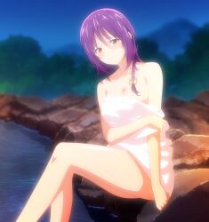 1girls aoba_yuzuki ass blush breasts looking_at_viewer medium_breasts purple_hair red_eyes screencap tenpuru thighs