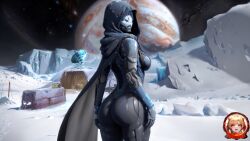 1girls ai_generated ass breasts bungie clothed clothed_female clothing destiny_(game) destiny_2 elsie_bray exo exo_stranger female female_only large_ass looking_at_viewer looking_back looking_back_at_viewer outdoors outside robot_girl snow tagme thick_ass tight_clothes