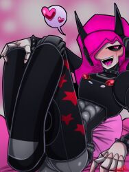 artist_self-insert artist_signature black_eyes black_sclera choker cute_deth cute_deth(artist) cute_deth(character) emo emo_girl original_character pin_up pink_eyes pink_hair pursuit(cutedeth) robot self_insert spiked_bracelet spiked_collar studded_belt transformers