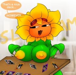 big_breasts blobslimey breasts fair_argument_but… meme plant_girl plantie plants_vs_zombies plants_vs_zombies:_heroes solar_flare_(pvz) sunflower_(pvz) tagme yellow_areola yellow_nipples