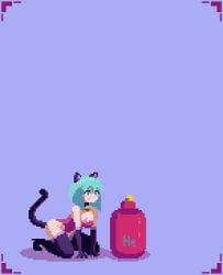 animated balloon balloon_fetish catgirl gif pixel_art popping tagme zonked-eye